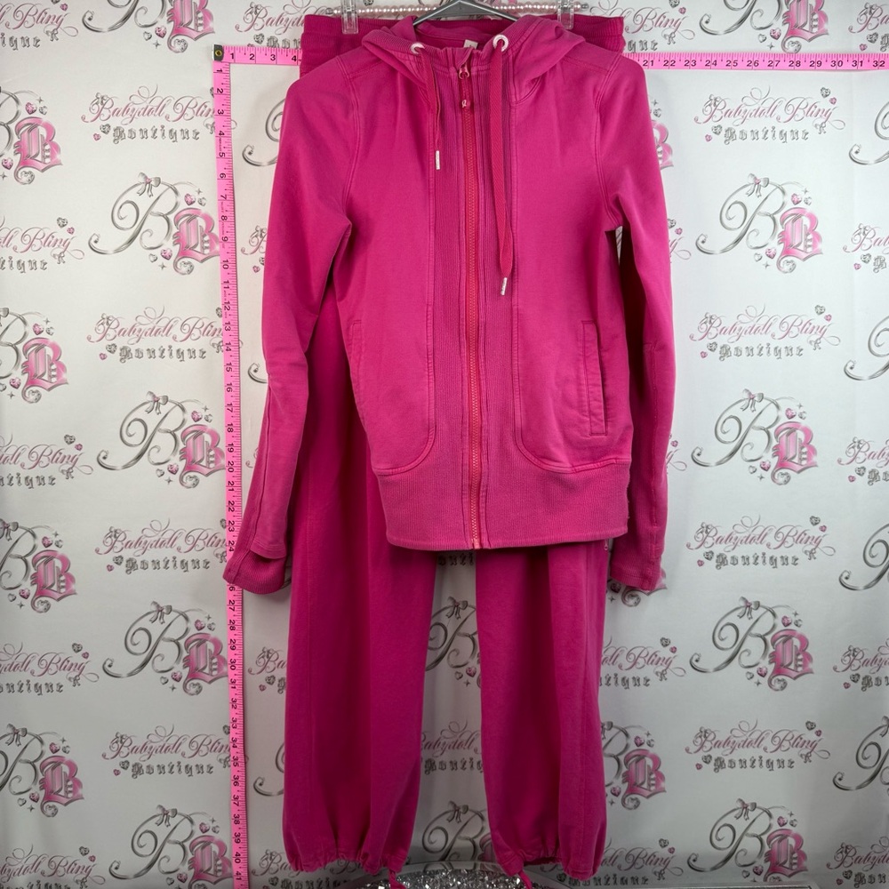lululemon athletica set 2 piece sweater and pants Hot Pink Zip-Up Hoodie vintage